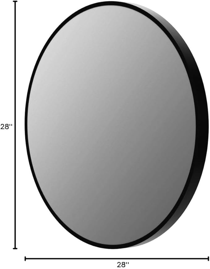 FrameWorks 28" Deluxe Contemporary Black Circular Aluminum Mirror