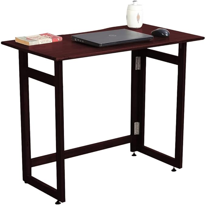 Dawn Riser Solid Wood Folding Table Desk, Writing, Laptop, PC, Space Saving, Easy Storage, Sleek Design, DIY Home Office Desk, Small Spaces Mahogany Color