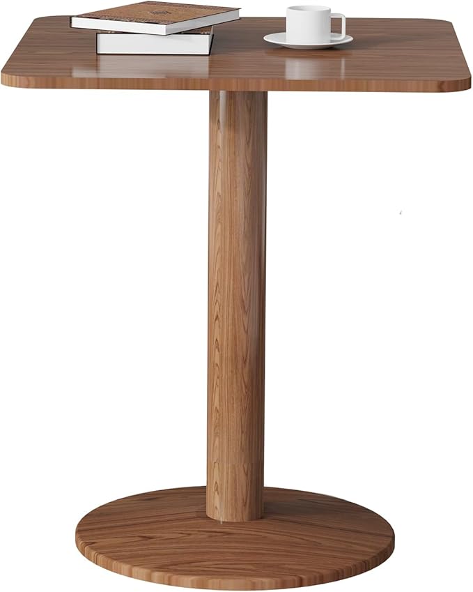 23.62" Mid-Century Modern Square Dining Table for 2 People, Small Dining Room Table with Sturdy Pedestal, Square Kitchen Table for Dining Room, Kitchen, Living Room, Restaurants, Cafes