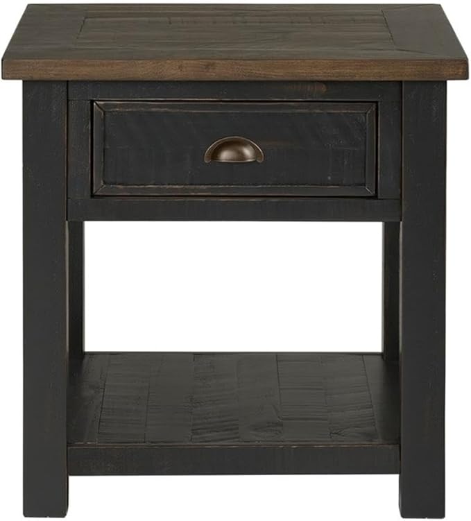 Martin Svensson Home Solid Wood End Table, Black with Brown Top