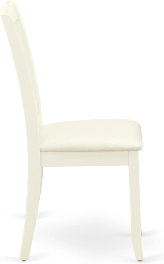 East West Furniture AMDA3-LWH-C 3 Piece Dining Table Set for Small Spaces Contains a Round Kitchen Table with Pedestal and 2 Linen Fabric Upholstered Chairs, 36x36 Inch, Linen White