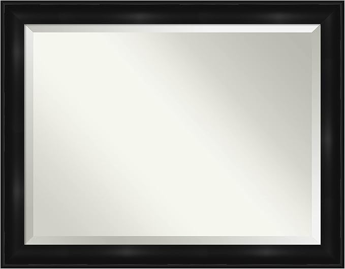 Amanti Art Black Bathroom Mirror for Over Sink, 36x46 Grand Black Rectangle Vanity Mirror, X-Large Casual Frame, Hangs Horizonally and Vertically, Bathroom Wall Decor, Beveled Edge