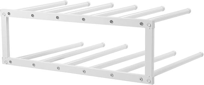 MyGift Modern White Metal Free Standing Boot Shoe Rack Organizer, Tall Boot Shaper Storage Stand, Holds up 6 Pairs of Tall Boots