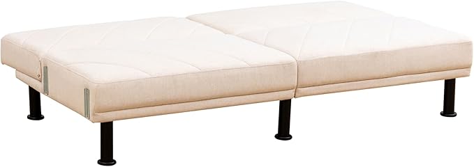 Fold Out Modern Couch Convertible Chair Bed, Sleeper Sofa 2 Seater Loveseat, Small Couch for Living Room, Futon Lounge Comfy Sofa Bed Cama for Small Spaces for Bedroom, Adjustable Angle, Beige