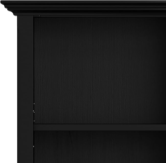 SIMPLIHOME Amherst Bookcase - 70 inch Tall 5-Shelf Solid Wood Bookshelf in Black, Transitional Storage for Living Room, Study Room or Office with Adjustable Shelves and Tapered Legs