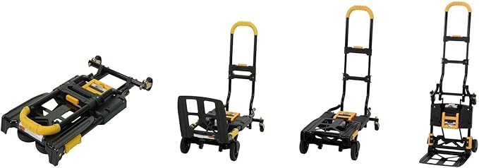 COSCO 12225YGB1E 2-in-1 Folding Hand Truck, 300 lb. Capacity, Multi-Position with Extendable Handle, Black/Yellow