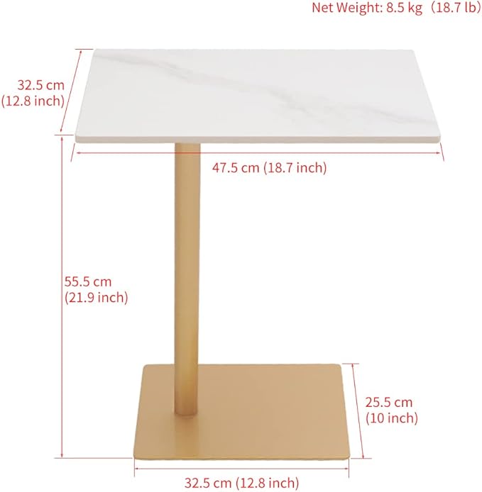 C Shaped End Table Snack Side Table for Couch Marble Top Under Couch Table Sofa Side Table for Couch Living Room Bedroom