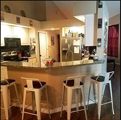 Yongchuang 30 inch Bar Stools Set of 4 Bar Height Metal Barstools with Wood Seat Low Back Kitchen Bar Chairs Cream White