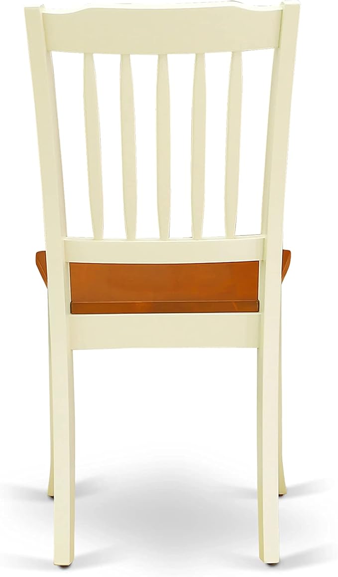 East West Furniture QUDA9-BMK-W 9 Piece Dining Table Set Includes a Rectangle Wooden Table with Butterfly Leaf and 8 Dining Room Chairs, 40x78 Inch, Buttermilk & Cherry