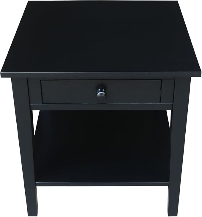 IC INTERNATIONAL CONCEPTS Solid Wood Spencer End Table, Black
