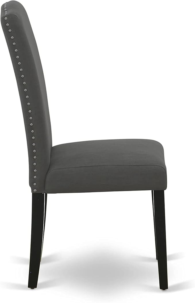 East West Furniture LGEN5-BLK-20 5 Piece Dinette Set Includes a Rectangle Dining Room Table with Butterfly Leaf and 4 Dark Gotham Linen Fabric Upholstered Chairs, 42x84 Inch, Black