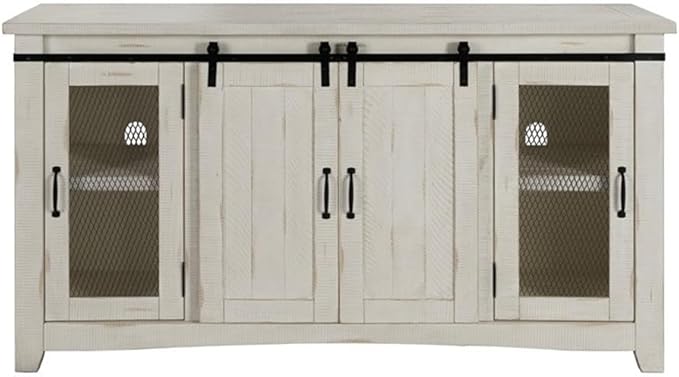 Martin Svensson Home Rustic 65” Solid Wood TV Stand with Storage, All Antique White