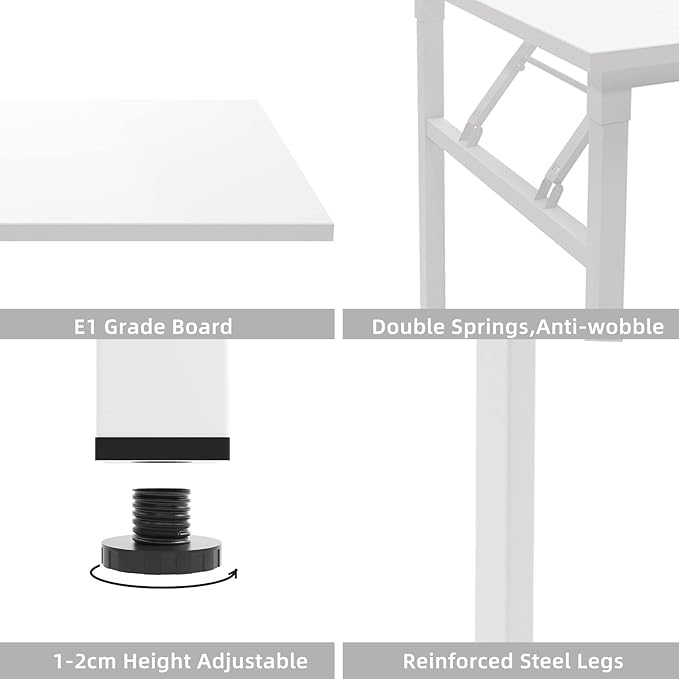 DlandHome Reversible L-Shaped Desk Large Corner Desk Folding Table Computer Desk Home Office Table Computer Workstation,White-N