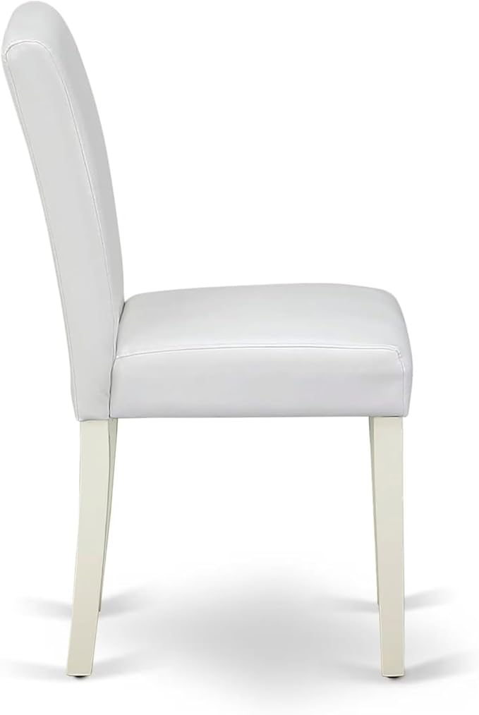 East West Furniture LGAB9-LWH-64 9 Piece Dining Table Set Includes a Rectangle Kitchen Table with Butterfly Leaf and 8 White Faux Leather Upholstered Chairs, 42x84 Inch, Linen White