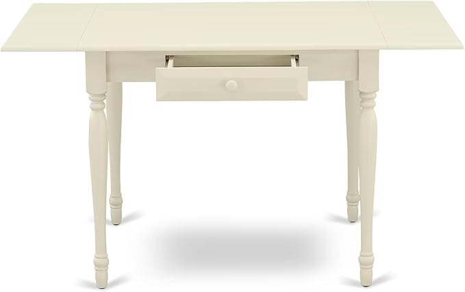East West Furniture MZCL5-LWH-W 5 Piece Dinette Set for 4 Includes a Rectangle Dining Room Table with Dropleaf and 4 Dining Chairs, 36x54 Inch, Linen White