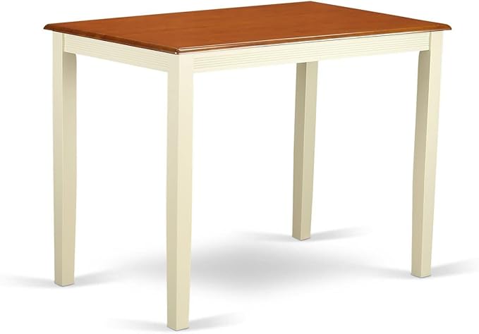 East West Furniture YAVN3-WHI-C 3 Piece Kitchen Counter Height Dining Table Set Contains a Rectangle Pub Table and 2 Linen Fabric Upholstered Chairs, 30x48 Inch, Buttermilk & Cherry