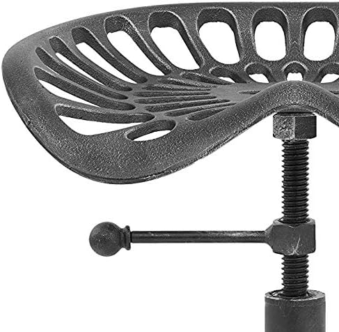 LOKKHAN Tractor Seat Bar Stool-Rustic Industrial Bar Stool-Farmhouse Cast Iron Swivel Stool-Counter Height Adjustable-Extra Tall Pub Height-24-31 inch (Silver)