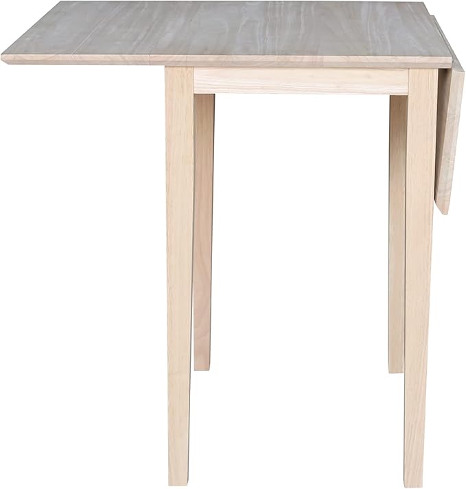 Solid Wood Small Drop Leaf Dining Table in Sturdy Parawood, Dual Drop Leaf Table with 9" Drop Leaf on Each Side, 36"W x 22"D x 29"H, Floor to Apron 26.5 Inches, Easy Assembly, Unfinished