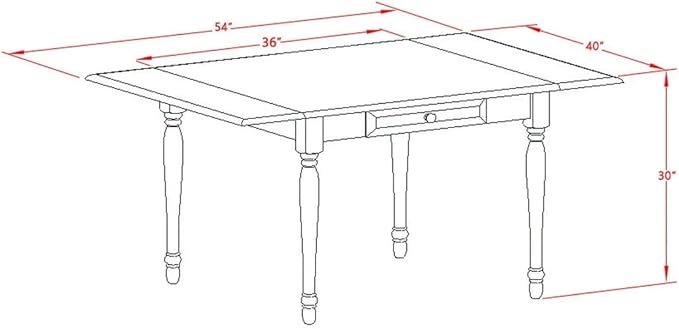 East West Furniture MZCL5-MAH-W 5 Piece Dining Room Table Set Includes a Rectangle Dining Table with Dropleaf and 4 Wood Seat Chairs, 36x54 Inch, Mahogany