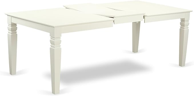 East West Furniture LGDA5-LWH-C 5 Piece Dining Room Table Set Includes a Rectangle Kitchen Table with Butterfly Leaf and 4 Linen Fabric Upholstered Dining Chairs, 42x84 Inch, Linen White