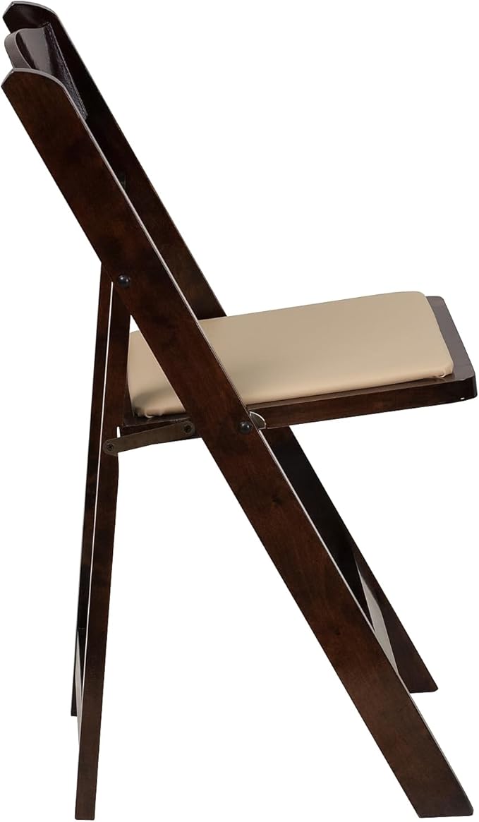 Flash Furniture 4 Pack HERCULES Series Fruitwood Wood Folding Chair with Vinyl Padded Seat