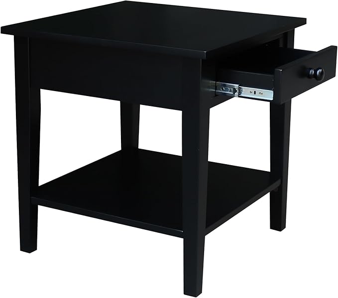 IC INTERNATIONAL CONCEPTS Solid Wood Spencer End Table, Black