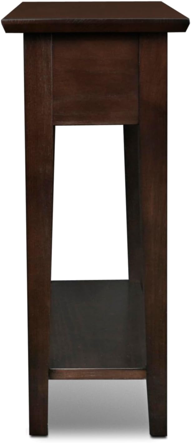 Leick Home 15 in Wide End Table, Solid Wood Construction, One Drawer, One Lower Shelf, Narrow Width, Easy-Assembly, Chocolate Oak, 15 in W x 24 in D x 24 in H, 10071-CH