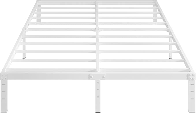 12 Inch White Full Size Bed Frame, Heavy Duty Bed Frame Full Size Mattress Foundation, No Box Spring Needed, Easy Assembly, Noise-Free