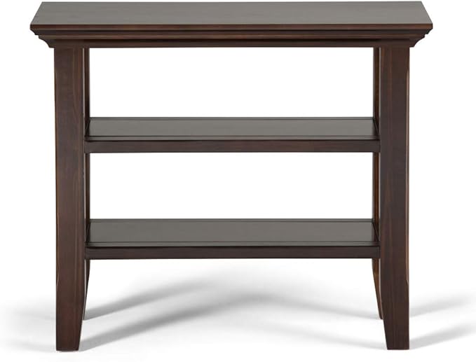 SIMPLIHOME Acadian 14-inch Wide Solid Wood Narrow End Table in Brunette Brown, Transitional-Style Side Table for Living Room, Bedroom, or Family Room with 2 Open Shelves