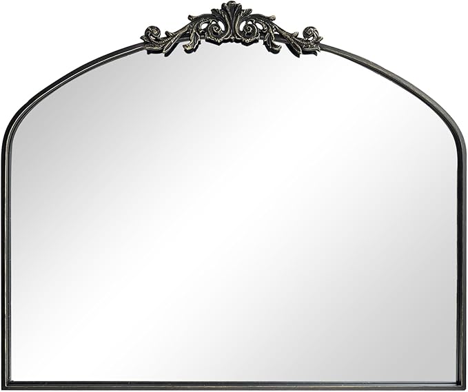 Wall Mirror Window Decorative Traditional Mirrors Antique Arched Farmhouse for Living Room Bedroom Entryway Bathroom Vanity 30 * 36 * 1.2,Black