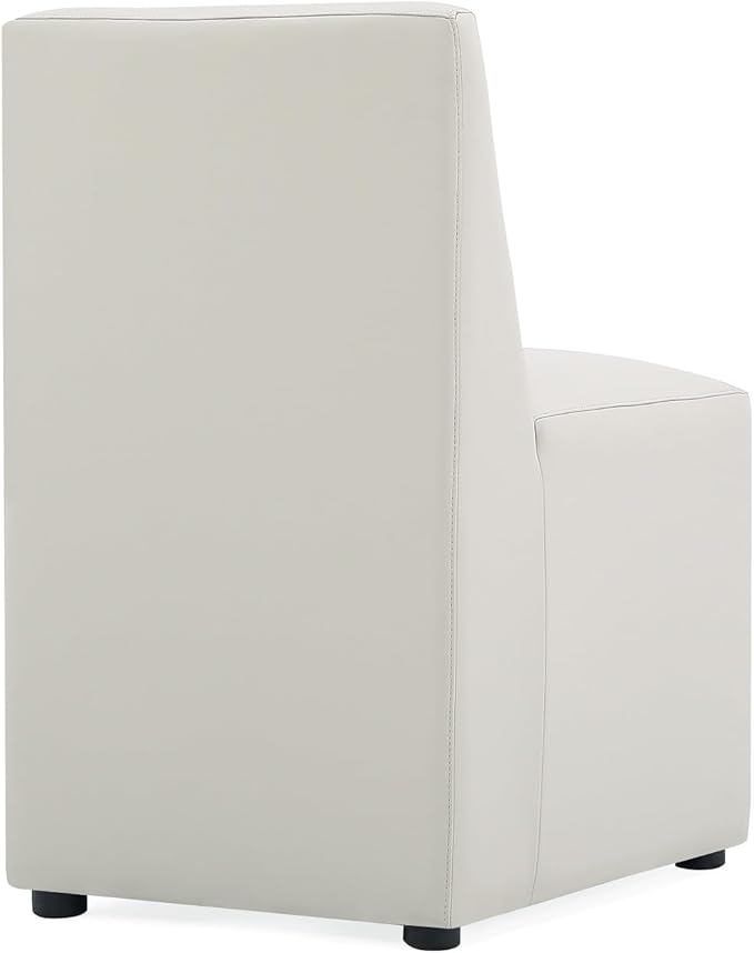 Manhattan Comfort Anna Square Modern Dining Chair with Head to Toe Faux Leather Upholstery and Plastic Foot Padding, Luxury Accent Furniture, Set of 2, Stone Grey