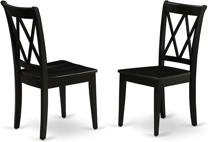 East West Furniture DLCL3-BLK-W 3 Piece Kitchen Table Set for Small Spaces Contains a Round Dining Room Table with Dropleaf and 2 Solid Wood Seat Chairs, 42x42 Inch, Black