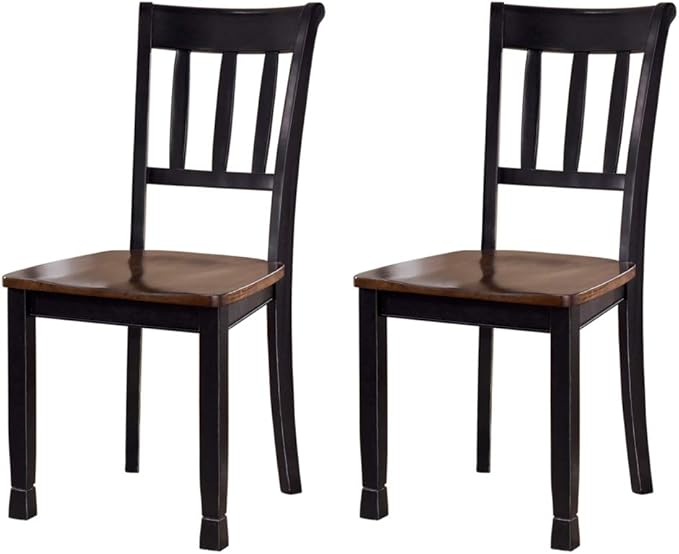 Signature Design by Ashley Owingsville Modern Farmhouse Dining Room Side Chair, Set of 2, Black and Brown