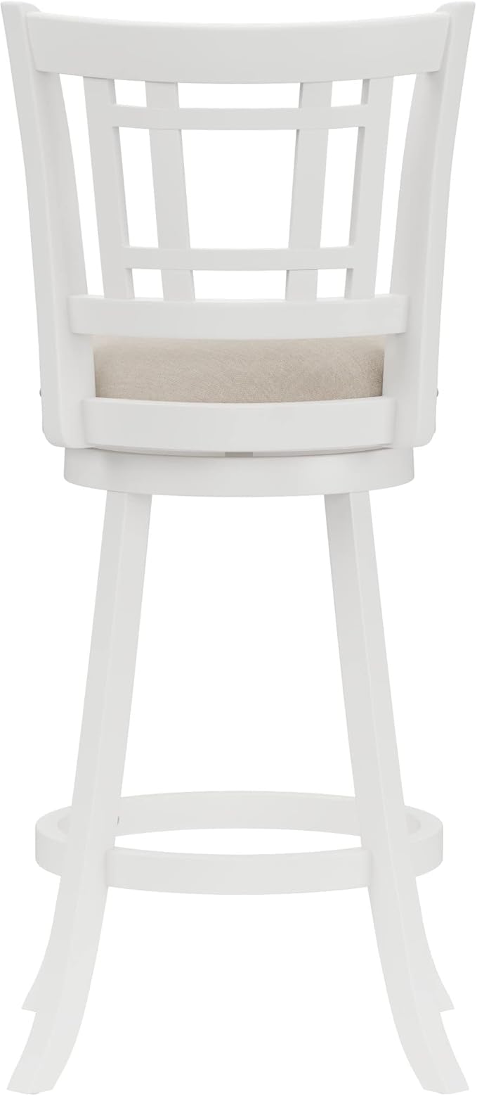 Hillsdale Fairfox Swivel Stool with Rectangular Lattice Back, Bar Height, White