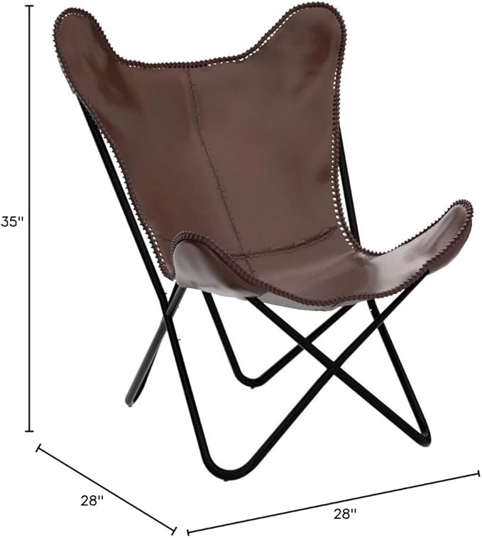 Brown Saddle Butterfly Modern Chair - Genuine Leather