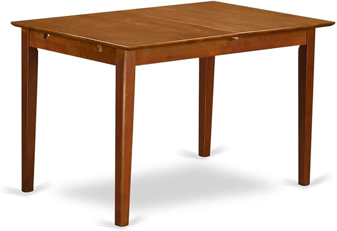 East West Furniture PSNA7-SBR-W 7 Piece Kitchen Table Set Consist of a Rectangle Dining Table with Butterfly Leaf and 6 Dining Chairs, 32x60 Inch, Saddle Brown