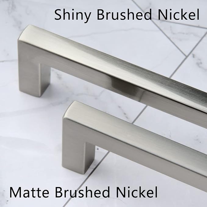 KOOFIZO Solid Square Bar Cabinet Handle - Brushed Nickel Furniture Pull, 7.6 Inch/192mm Screwhole Distance, Pack of 5 for Kitchen Cupboard Door, Bedroom Dresser Drawer, Bathroom Wardrobe Hardware