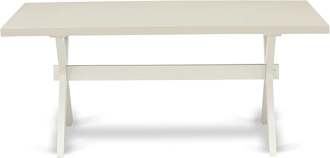 East West Furniture X027MZ001-5 5 Piece Kitchen Table & Chairs Set Includes a Rectangle Dining Room Table with X-Legs and 4 Cream Linen Fabric Parsons Dining Chairs, 40x72 Inch, Multi-Color