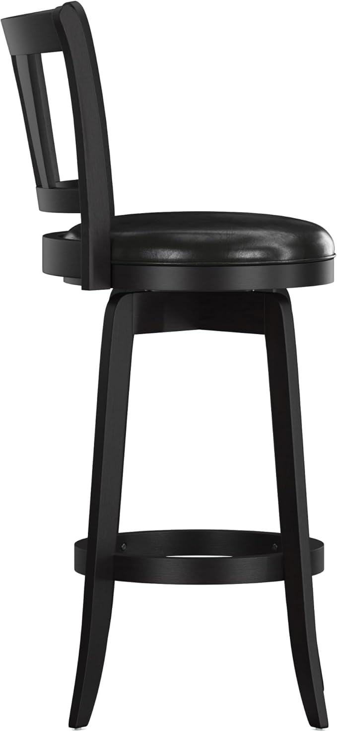 Hillsdale Presque Isle Wood Swivel Stool with Faux Leather Seat, Bar Height, Black