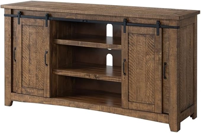 Martin Svensson Home Rustic 65” Solid Wood TV Stand with Storage, Natural Finish