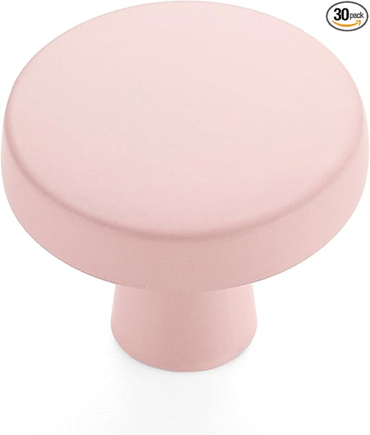 Ravinte 30 Pack Drawer Pulls 1-1/4 Inch Kitchen Cabinet Knobs Solid Round Dresser Drawer Knobs Pink Dresser Knobs Drawer Knobs Simple Cabinet Hardware for Cupboard Drawer Pulls