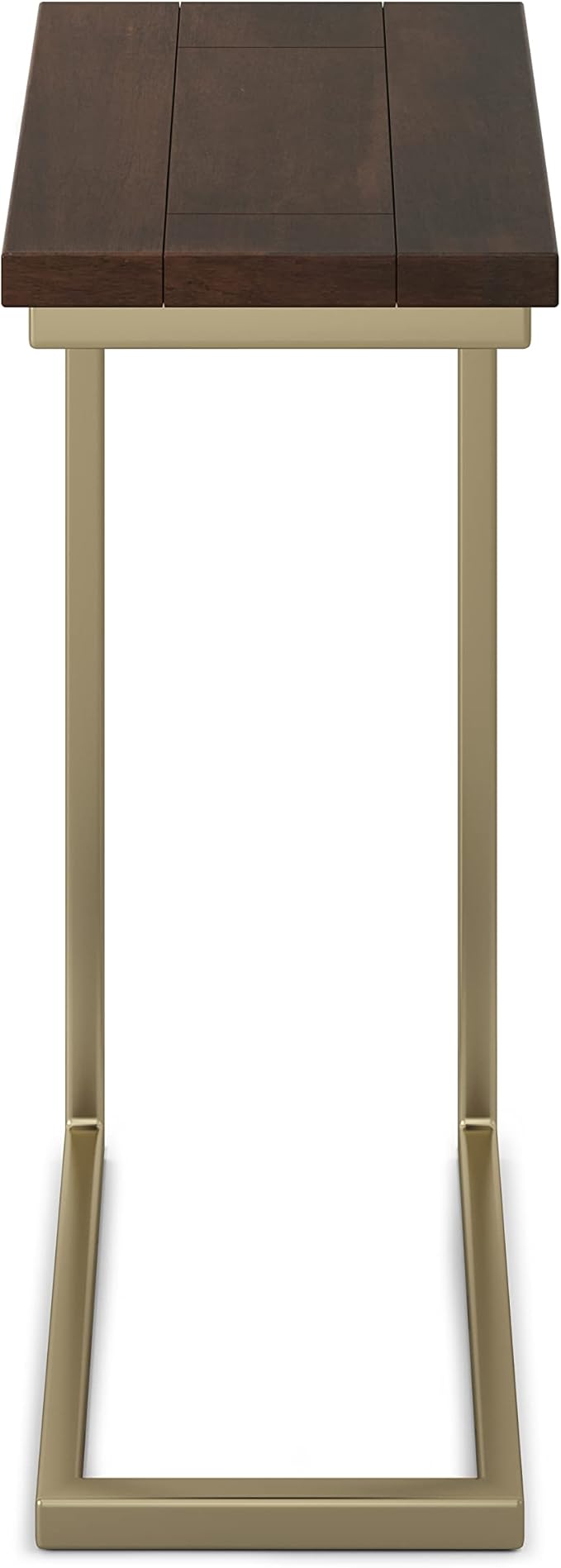 SIMPLIHOME Skyler 18-inch Wide Solid Mango/Metal Industrial C-Shaped End Table in Dark Brown/Gold for Living Room, Office, or Bedroom, Assembled