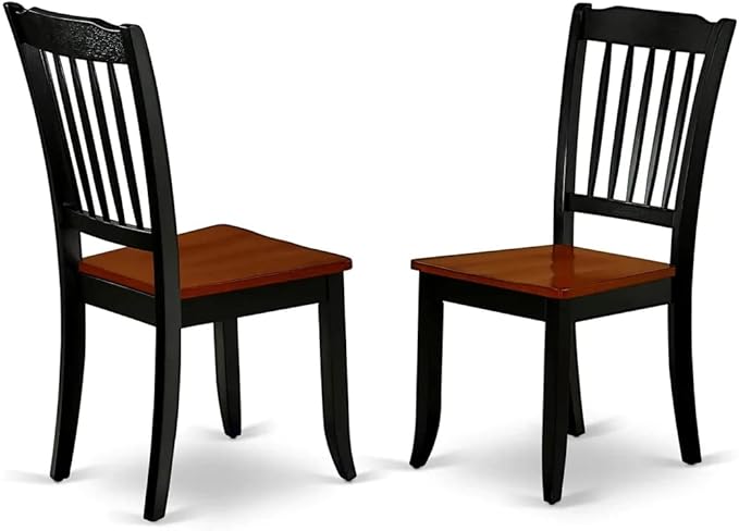East West Furniture QUDA7-BCH-W 7 Piece Dining Table Set Consist of a Rectangle Dining Room Table with Butterfly Leaf and 6 Wood Seat Chairs, 40x78 Inch, Black & Cherry