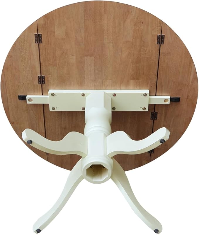 IC International Concepts 42" Round Dual Drop Leaf Pedestal Dining Table