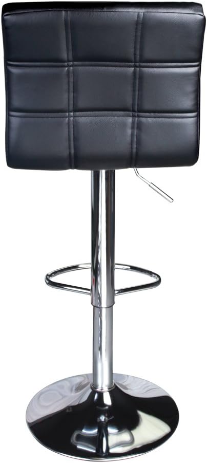 Leopard Modern Square PU Leather Adjustable Bar Stools with Back, Squre Back Bartool, Counter Height Swivel Stool, 1 Chair (Black)