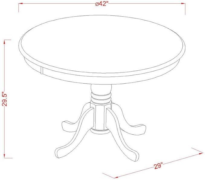 East West Furniture HBDA3-MAH-C 3 Piece Dining Set Contains a Round Dining Room Table with Pedestal and 2 Linen Fabric Upholstered Chairs, 42x42 Inch, Mahogany