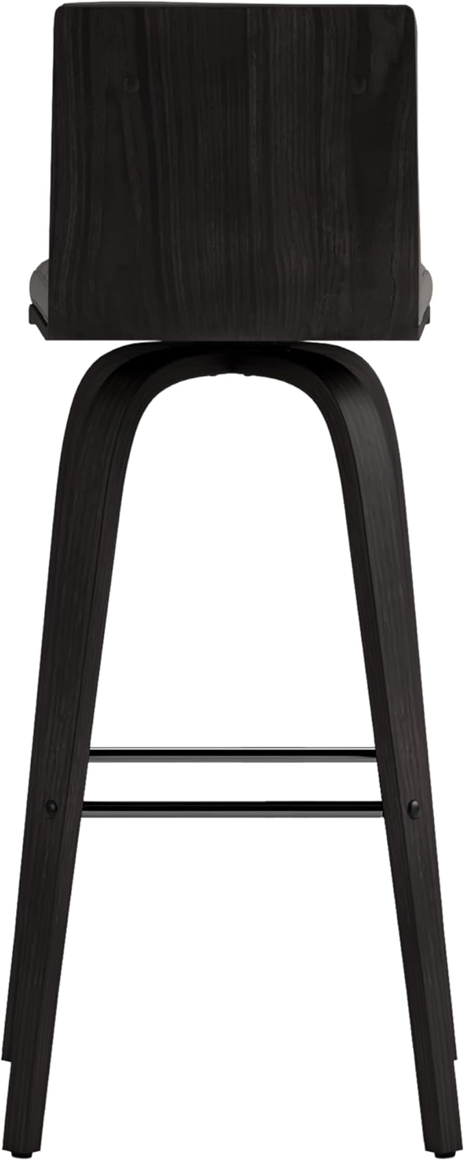 Armen Living Vienna 30" Swivel Bar Stool in Black Wood Finish with Gray Faux Leather - Set of 3