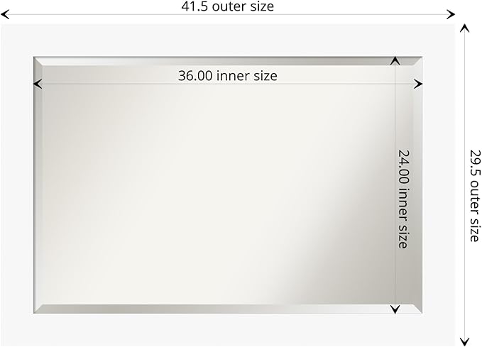 Amanti Art White Bathroom Mirror for Over Sink, 30x42 Basic White Rectangle Vanity Mirror, Large Casual Wood Frame, Hangs Horizonally and Vertically, Bathroom Wall Decor, Beveled Edge from WI, USA