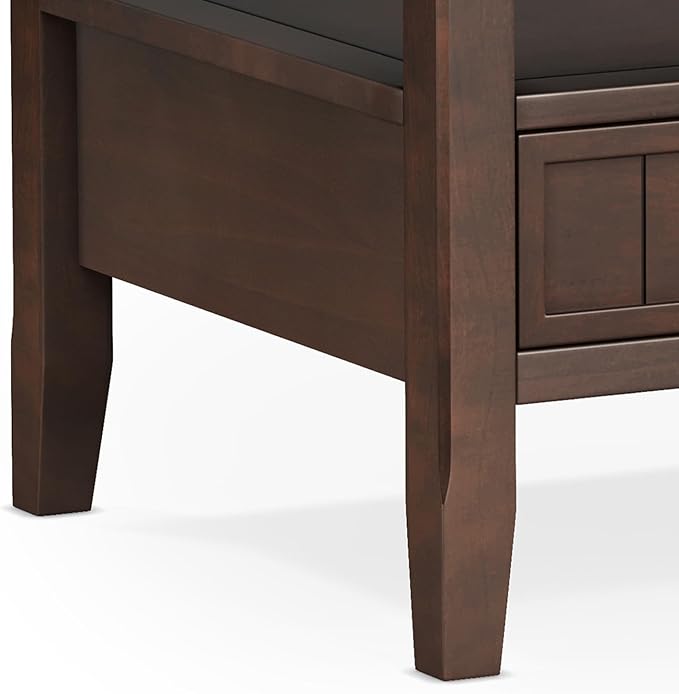 SIMPLIHOME Acadian Coffee Table - 48 inch Wide Solid Wood Transitional Cocktail Table with 2 Drawers in Brunette Brown, Classic Living Room Table with Storage Shelf and Tapered Legs