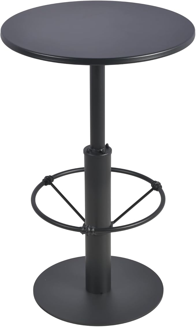LOKKHAN 37.4" Tall High-top Table-Rustic Industrial Bar Table-23.6" Dia Round Metal Bar Height Standing Pub Table-Dining Room Bistro Table-Cocktail Table (Matte Black)